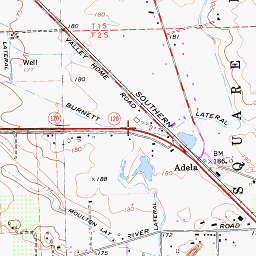 Topographic Map of Burnett Lateral, CA