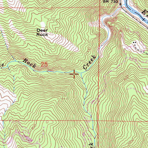 Topographic Map of Burns Creek, CA