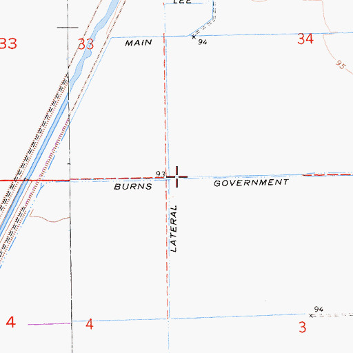 Topographic Map of Burns Government Lateral, CA