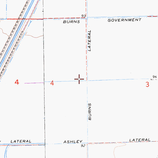 Topographic Map of Burns Lateral, CA
