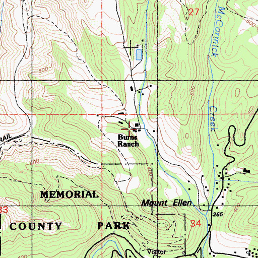 Topographic Map of Burns Ranch, CA