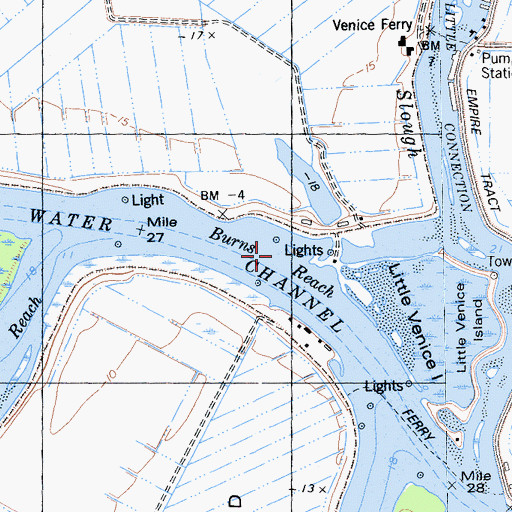 Topographic Map of Burns Reach, CA
