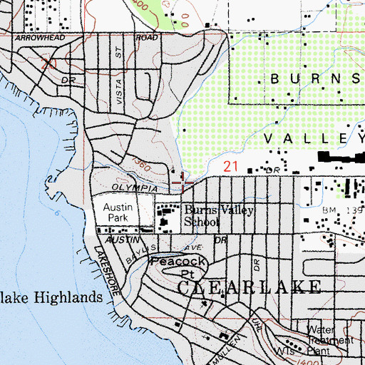 Topographic Map of Burns Valley, CA