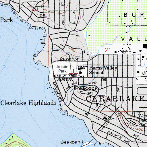 Topographic Map of Burns Valley Elementary School, CA
