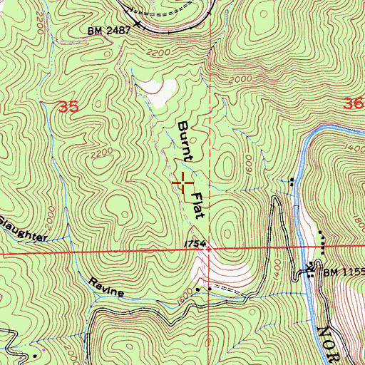 Topographic Map of Burnt Flat, CA
