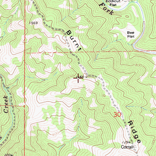 Topographic Map of Burnt Ridge, CA