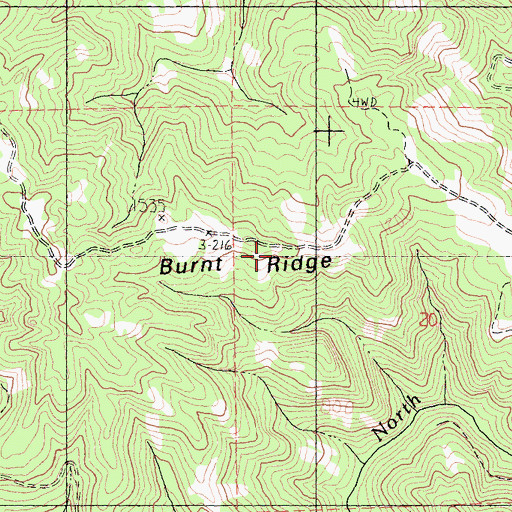 Topographic Map of Burnt Ridge, CA