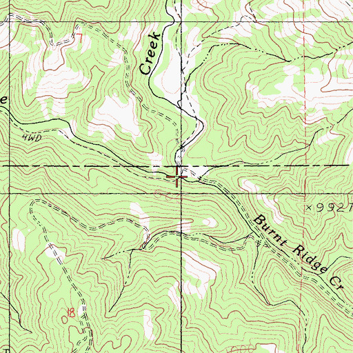 Topographic Map of Burnt Ridge Creek, CA