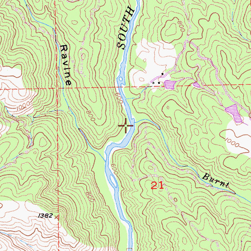 Topographic Map of Burnt Shanty Creek, CA