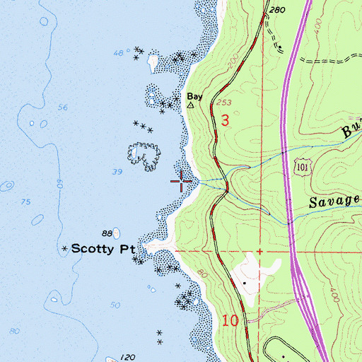Topographic Map of Burris Creek, CA