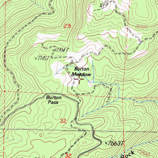 Topographic Map of Burton Meadow, CA
