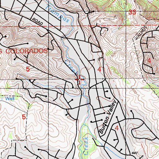 Topographic Map of Burton Valley, CA