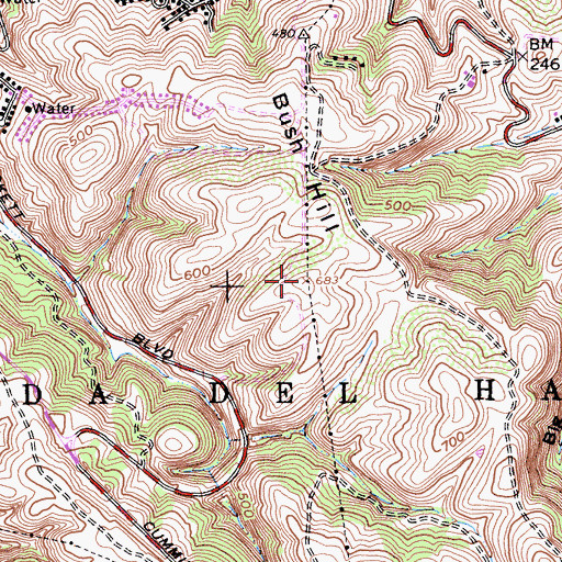 Topographic Map of Bush Hill, CA