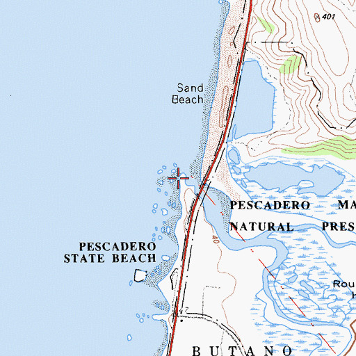 Topographic Map of Butano Creek, CA