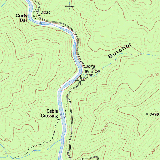 Topographic Map of Butcher Gulch, CA