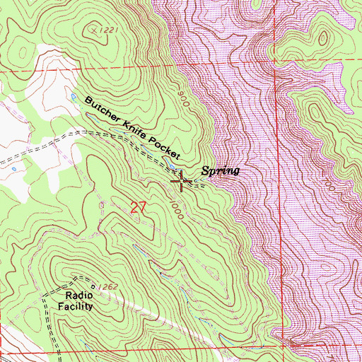 Topographic Map of Butcher Knife Pocket, CA