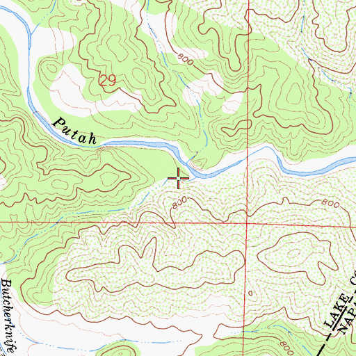 Topographic Map of Butcherknife Creek, CA
