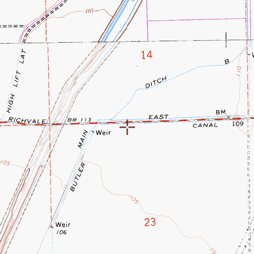 Topographic Map of Butler Canal, CA