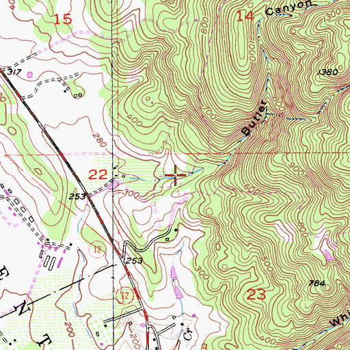 Topographic Map of Butler Canyon, CA