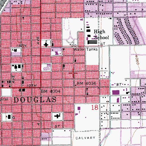 Topographic Map of Douglas Substation, AZ