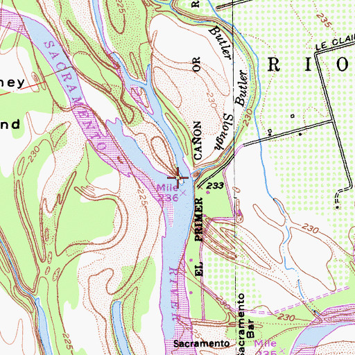 Topographic Map of Butler Slough, CA