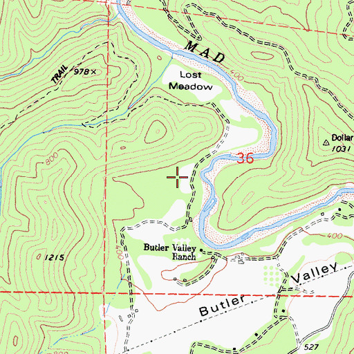 Topographic Map of Butler Valley, CA
