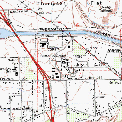 Topographic Map of Butte County Center, CA