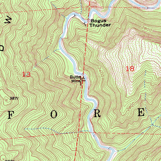Topographic Map of Butte Mine, CA