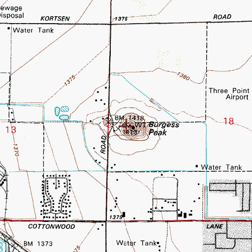 Topographic Map of Burgess Peak, AZ