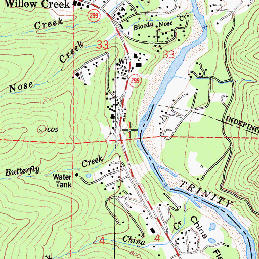 Topographic Map of Butterfly Creek, CA