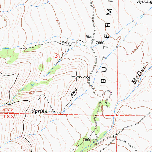 Topographic Map of Buttermilk Country, CA