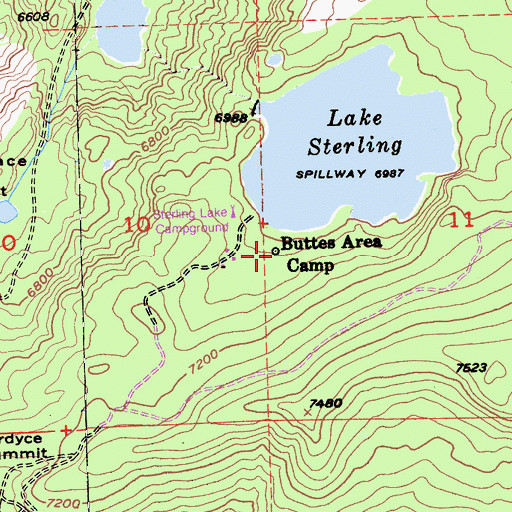Topographic Map of Buttes Area Camp, CA