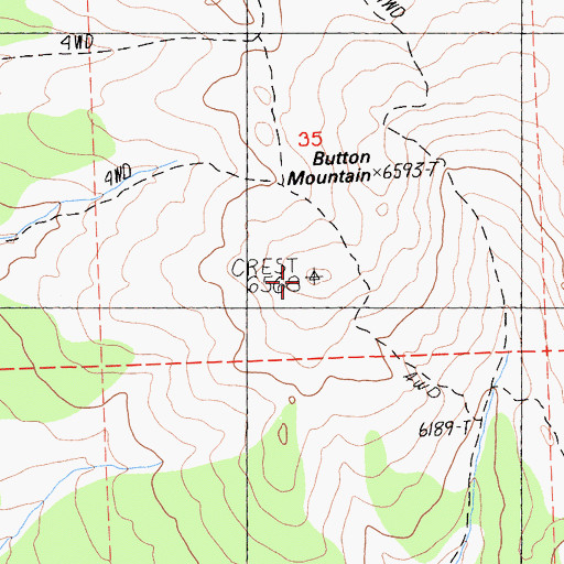 Topographic Map of Button Mountain, CA