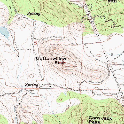 Topographic Map of Buttonwillow Peak, CA