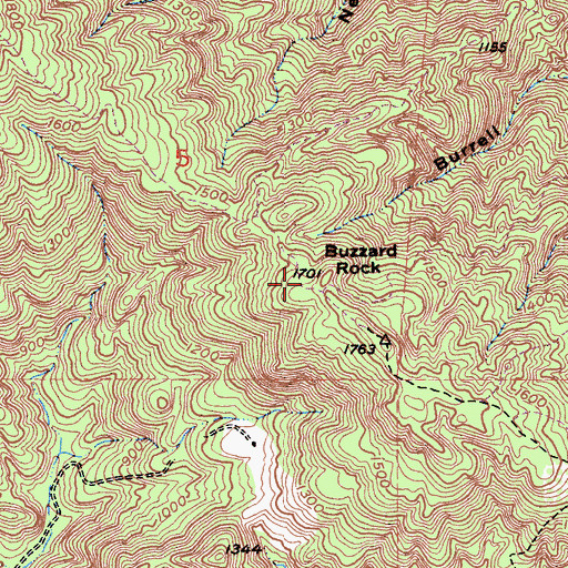 Topographic Map of Buzzard Rock, CA