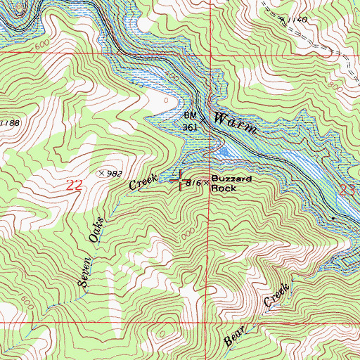 Topographic Map of Buzzard Rock, CA