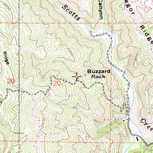 Topographic Map of Buzzard Rock, CA
