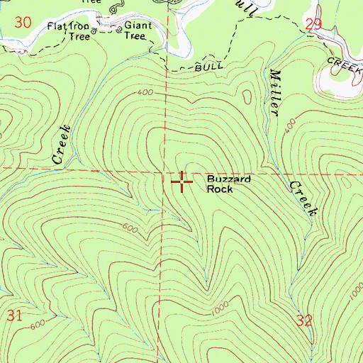 Topographic Map of Buzzard Rock, CA