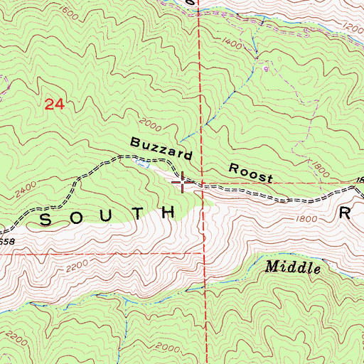 Topographic Map of Buzzard Roost, CA