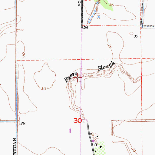 Topographic Map of Byers Slough, CA