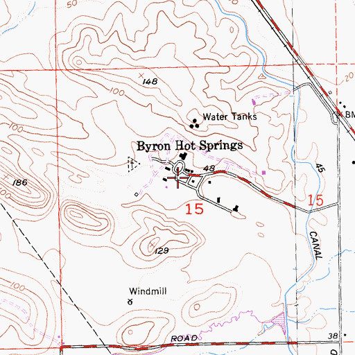 Topographic Map of Byron Hot Springs, CA