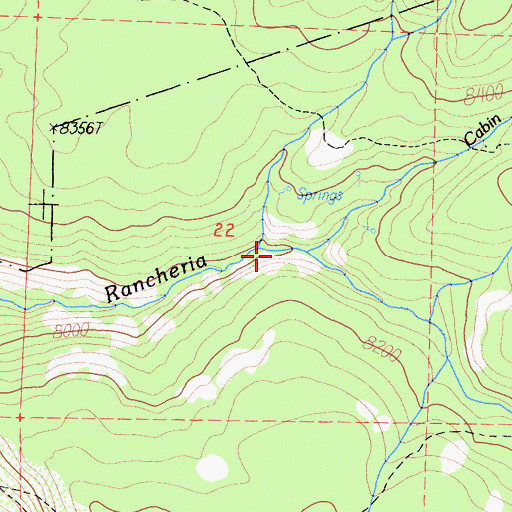 Topographic Map of Cabin Creek, CA
