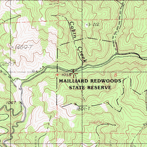 Topographic Map of Cabin Creek, CA