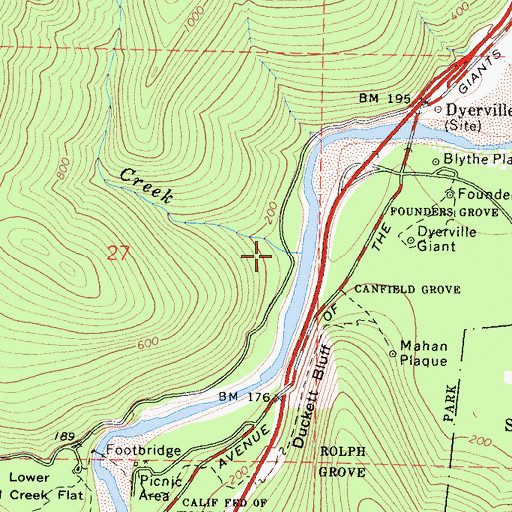 Topographic Map of Cabin Creek, CA