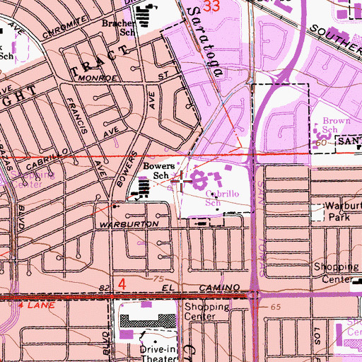 Topographic Map of Juan Cabrillo Middle School, CA