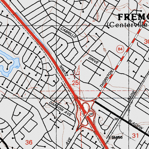 Topographic Map of Cabrillo Elementary School, CA