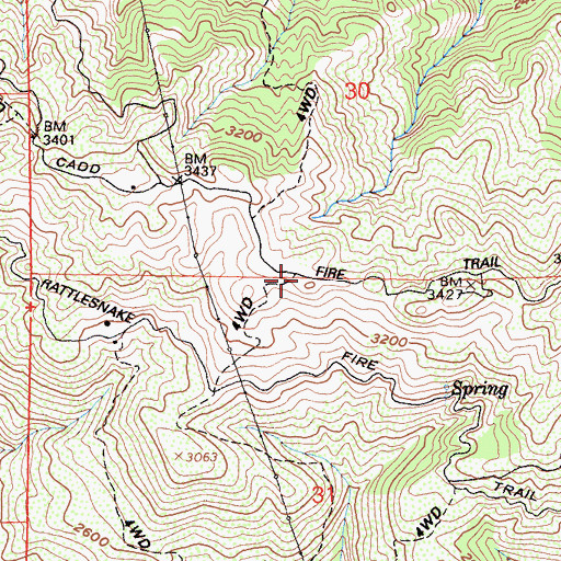 Topographic Map of Cadd Fire Trail, CA