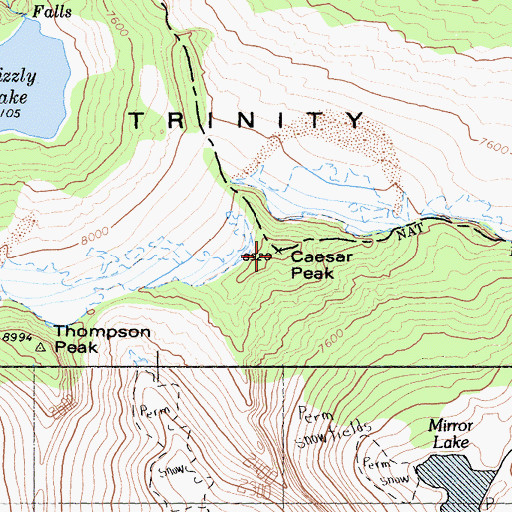 Topographic Map of Caesar Peak, CA