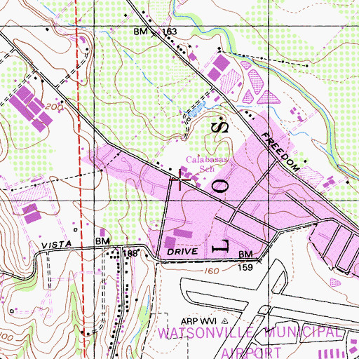 Topographic Map of Calabasas Elementary School, CA