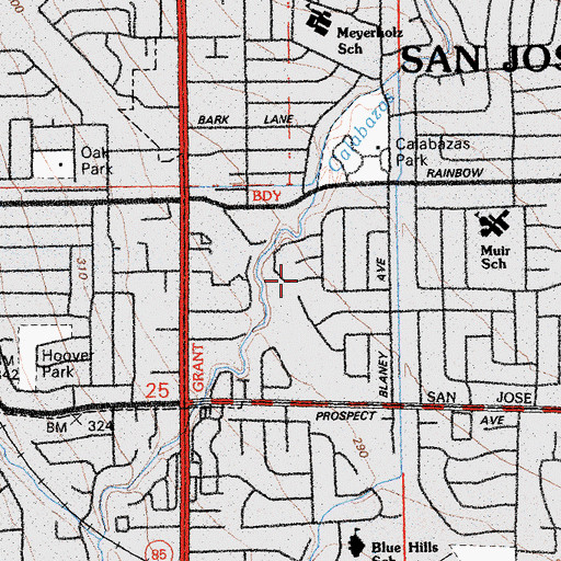 Topographic Map of Calabazas Creek School, CA
